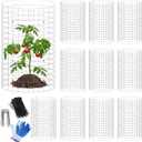 winemana 12 Set Garden Plant Protector Cage, 36 Pcs 16x12 IN Metal Wire Protectors for Plants Protection Cages with Stakes Nylon Ties Animals Barrier to Keep Rabbit Chicken Away from Flower Vegetables