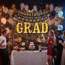 GRAD Marquee Number Lights Black and Gold 8.07 Inch LED Signs for Class of 2026 Graduation Decorations, Battery Operated Senior Prom & College Commencement Ceremony Photo Prop Background