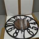 1st owned Large Wall Clock for Living Room Decor- 24" Decorative Antique Silent Non Ticking,Battery Operated,Black Metal,Wood Clocks for Farmhouse,Dining Room,Bedroom,Kitchen - Arabic Numerals