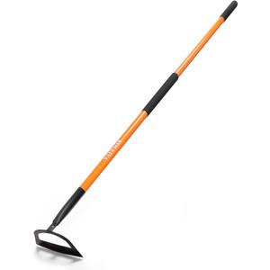 57 Inch Heavy Duty Garden Hoe with Orange Fiberglass Handle - Long Handle Garden Hoes for Weeding, Gardening, and Cultivating - Durable Hoe Garden Tool for Heavy Duty Use