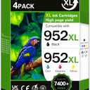 952XL 952 Ink Cartridges Combo Pack Compatible for HP 952XL Ink Cartridges Combo Pack fit for OfficeJet 8702 OfficeJet Pro 7720 7740 8210 8710 8720 8730 (4 Pack Black Cyan Yellow Magenta)