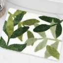 Bathroom Rugs - Green Bath Rug Non Slip Back Water Absorbent Leaves Plush Microfiber Small Bathroom Rug Leaf Bath Mat Cute Green Shower Mat Doormat 17.5 X 25.5 in
