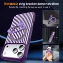 Striped Case for iPhone 17 Pro Max with Stand,6.9" Purple