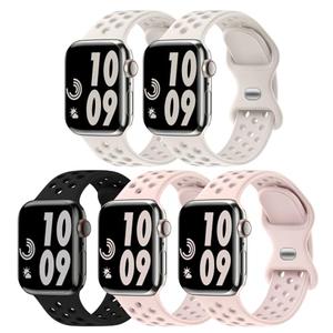 5 Pack Sport Bands Compatible with Apple Watch Band 46mm/45mm/44mm/49mm/42mm(Series 3 2 1)  for Men Women, Breathable Silicone Wrist Strap for iWatch Series Jet Black / Celestial / Graphite / Mist Blue / Flint