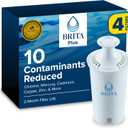 Brita Plus Water Filter, BPA-Free, High-Density Replacement Filter for Pitchers and Dispensers, Reduces 2x Contaminants*, Lasts Two Months or 40 Gallons, Includes 4 Filters