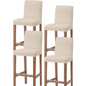 Cream Farmhouse Bar Stool Chair Covers Set of 4 with Back,Stretch Barstool Slipcovers Washable,Vintage Country Monochrome Textured Pub Counter Height/Swivel/Cafe/Dining Room Chairs Seat Cover