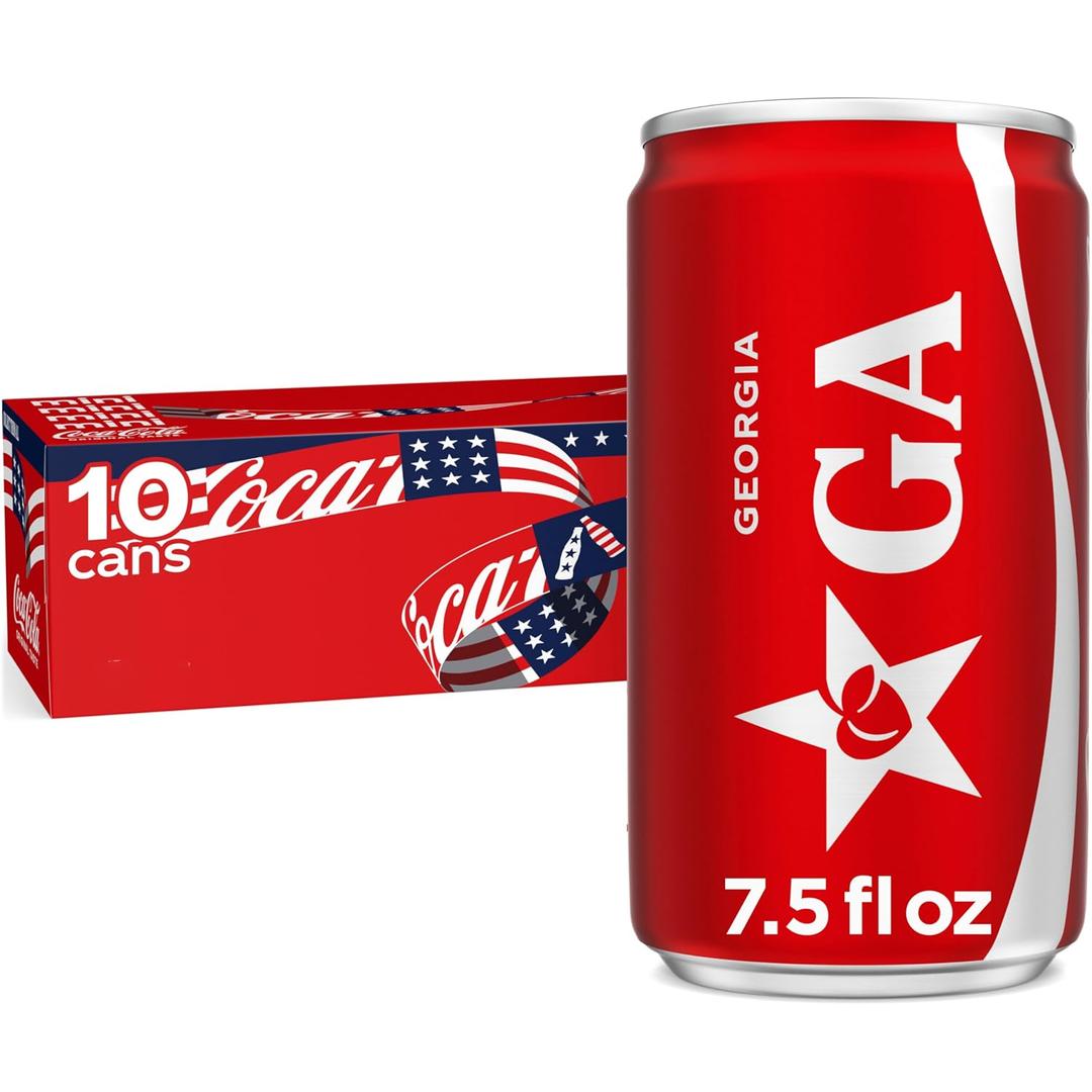 Coca-Cola Soda Soft Drink Fridge Pack Mini Cans, 7.5 fl oz, 10 Pack (EXP 03/15/27)