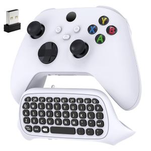 Keyboard for Xbox Series X/S, One X/S, Elite One/2 Controller, Wireless Chatpad Gaming Keypad With USB Receiver, Speaker, 3.5mm Audio Jack Accessories (Controller Not Included), White