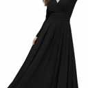 KOH KOH Womens Sleeve Elegant Modest Semi Formal Pleated Skirt Maxi Dress (Black)