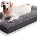Dog Crate Bed Waterproof Dog Beds for Medium Dogs Rose Velvet Soft Fluffy Washable Dog Bed with Removable Cover & Anti-Slip Bottom, 35 x 22 Inch, Gray