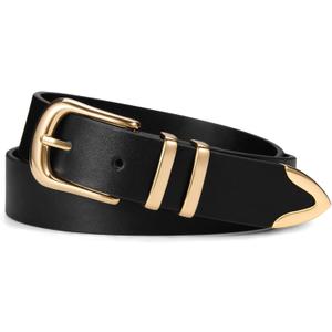 VATAN Women Leather Belt for Jeans Dresses Pants Fashion Ladies Casual Waist Belt with Gold Buckle