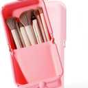 APT 1101 Makeup Brush Holder Travel Cosmetic Bag with Suction Base, Portable Cosmetic Organizer for Travel & Home, Organizer for Brushes, Beauty Tools & Accessories (Coral)