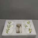 Foraineam Tea Cup and Saucer Set, Porcelain Ivory Floral Coffee Cups with Saucers and Spoons, 6 oz Tea Cup Set with Gold Trim, Latte Cups and Espresso Mug for Coffee Drinks, Latte and Tea, Set of 6