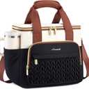 LOVEVOOK Lunch Bag Women, Insulated Wide Opening Adult Lunch Box for Women Work with Cup Holder, Large Lunch Cooler Tote Bag with Utensils Pocket for Office Campus Picnic Beach Mom Nurse Family