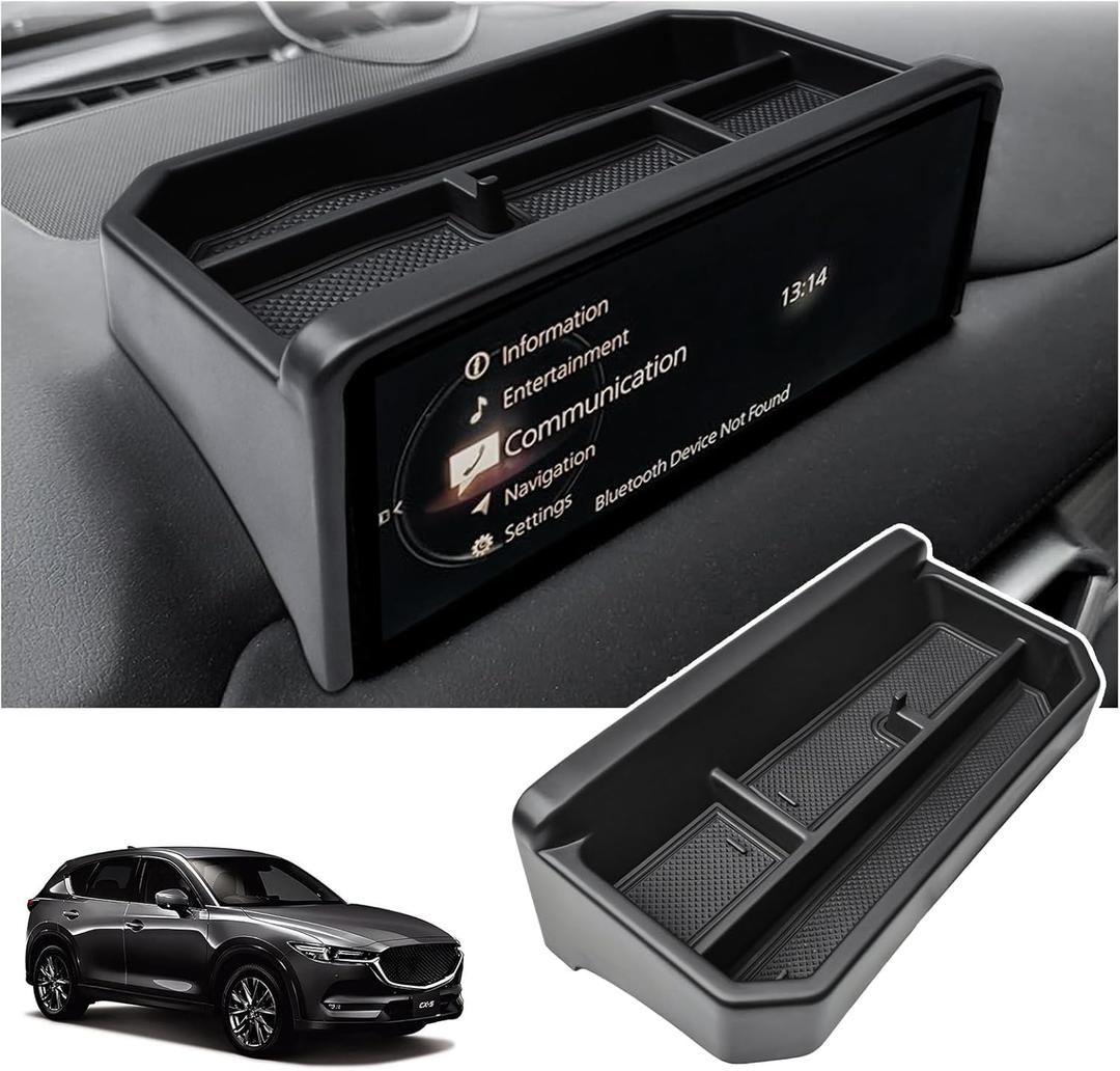 Dash Storage Organizer Compatible with 2022 2023 2024 2025 Mazda CX-5 Accessories, Custom Fit Console Dashboard Insert Tray, Behind Screen Storage Tray Sunglasses Holder, Durable ABS Plastic