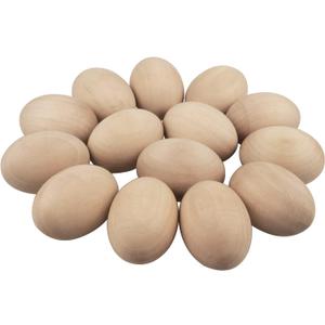 15PCS Wooden Easter Eggs Decorating Set - Life-Size Fake Eggs for Hand Painting, Dyeing, Carving & Crafting - Nature