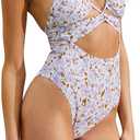Gottex Women's Flirtt Monokini Cut Out Halter One Piece Swimsuit (Large, Multi)