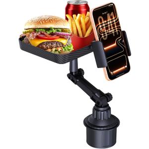3 in1 Car Cup Holder Expander with 360 Rotation Phone Mount, Multifunctional Car Food Tray for Eating, Drinking, and Phone Mounting, Ideal for Travel, Auto, Trucker & Daily Driving