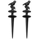 MorningRo 2 Pcs Garden Hose Guide Spike 12 Inch Heavy Duty Metal Hose Support Spike Aluminum Decorative Garden Stakes Protector to Keeps Flower Beds Plant Yard Lawn (Bird)