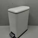 2.6 Gallon Bathroom Trash Can with Lid, 10L Stainless Steel Garbage Can with Removable Liner Bucket, Slim for Small Spaces Narrow Office, Kitchen, Bedroom, Living Room (White (10L/2.6 gallon)