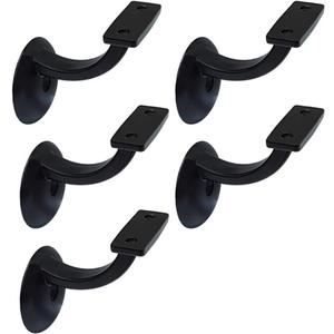QCAA Heavy Duty Zinc Die Cast Handrail Bracket, Powder Coated, Matte Black, 5 Pack, Made in Taiwan
