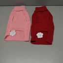 2 Pack Dog Sweaters for Small Dogs Winter Turtleneck Pullover Cable Knit Fleece Stretch Puppy Doggie Chihuahua Toy Poodle Yorkie Pomeranian Boy Girl Pet Clothes (S, Pink & Red)