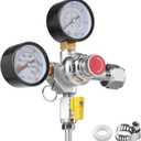 VEVOR Double Gauge Regulator, CO2 Regulator Gauge with 0-60PSI, Heavy Duty CO2 Gauge Gas System, Draft Beer Regulator with Check Valve, Adjustable Pressure Regulator for Draft Beer Homebrew, CGA320