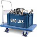 660lbs Foldable Platform Truck Dolly with Swivel Wheels, Heavy Duty Moving Platform Hand Truck, Moving Flatbed Cart Push Cart Platform Dolly Cart for Groceries, Warehouse(35.43" x 23.62")