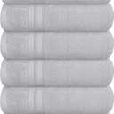 BOUTIQUO Ultra Soft 6-Piece Hand Towel Set 16x28-100% Ringspun Cotton - Durable & Highly Absorbent Hand Towels - Ideal for use in Bathroom, Kitchen, Gym, Spa & General Cleaning - Light Grey
