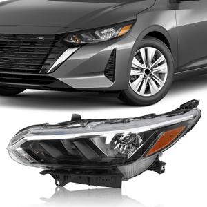 LH Halogen Headlight W/o Bulbs Compatible with 2024 2025 Nissan Sentra S/SV, Headlamp Assembly Replace NI2502302 26060-6LY0A 260606LY0A (Left Driver Side)