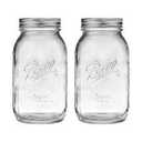 Regular Mouth Mason Jars 16 oz - (2 Pack) - Regular Mouth 16-Ounces Pint Mason Jars with White M.E.M Food Storage Plastic Lids - For Storage, Canning, Freezing, Leak Proof, Microwave & Diswasher Safe