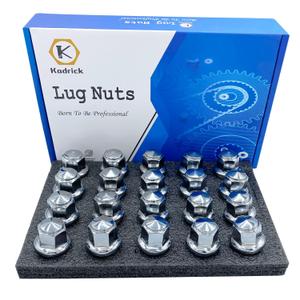 Kadrick 20pcs M12x1.5 Lug Nuts,One-Piece Solid Chrome OEM Factory Style, Replacement for 2001-2024 Ford Escape/2012-2018 Focus/2006-2020 Fusion/Lincoln 2015-19 MKC/2012-16 MKZ,Large Acorn Seat (Silver)