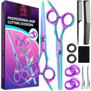 Hair Cutting Scissors Shears Kit, 6.7 Barber Scissors,Professional Haircut Kit,Stainless Steel Hairdressing Thinning Scissors Shears for Barber,Salon,Women,Home,Men