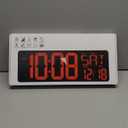 Large Digital Wall Clock with Remote Control 17.2" LED Large Display Timer with Temperature Date Week Auto DST Adjustable Brightness, Big Wall Alarm Clock for Living Room Office Garage Gym Seniors