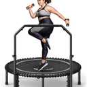 BCAN BT2 450/550LBS Mini Rebounder Trampoline for Adults with Bar, Fitness Trampoline with Bungees, Adjustable Handle, Stable & Quiet, Indoor Outdoor, Whole-Body Workout & Relaxation at Home- 48IN
