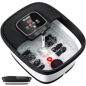 HOSPAN Collapsible Foot Spa with Heat, Bubble, Red Light, and Temperature Control, Foot Bath Massager with 8 Shiatsu Massage Rollers, Pedicure Foot Spa for Relaxation and Stress Relief, Black