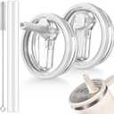 2 Pack Leakproof Lid Replacement 40 oz for Stanley Cup Accessories, Flip Straw Tumbler Leak Proof Lids for Stanley Quencher H2.0, Dust-Proof Straw Cover for stanley cups 40oz (White, White)