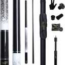 Carbon Fiber Pool Cue Stick 12.5mm Rainbow Tip Low Deflection Pool Stick with Uni-loc Pin Joint and Extension Pool Stick-20 oz (White)