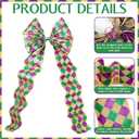 47 Inch Mardi Gras Wreath Bow Large Mardi Gras Bow Decor Gold Purple Green Glitter Ribbon Tree Topper New Orleans Ornament for Carnival Party Wreath Indoor Outdoor Home