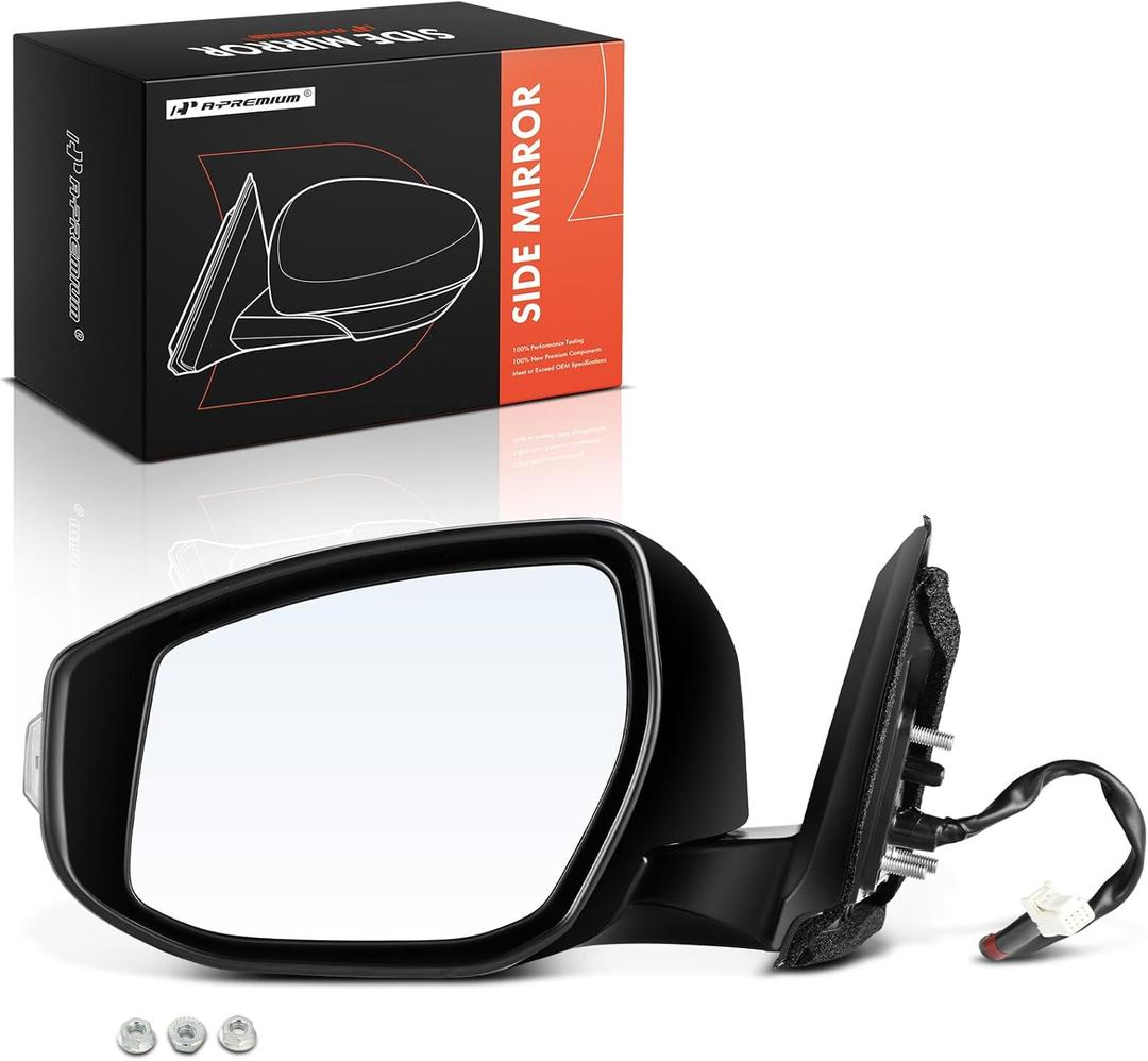 A-Premium Driver Side Power Door Mirror Compatible with Nissan Altima 2013-2018 - Heated Manual Folding Black Outside Rear View Mirror with Turn Signal Indicator - Replace# 963743TH1A