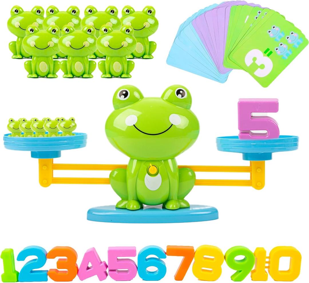 Frog Balance Counting Toys, Cool Math Learning Games for Boys and Girls, Educational Number Preschool Toy, Fun Children's Gift STEM Math Games for Kids Age 3+ (63 PCS)