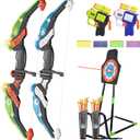 2 Pack Bow and Arrow Set with LED Light-up, 2 Toy Arrow for Kids 4-12 Years Old Outdoor Archery Shooting Game with Target, 20 Suction Cup Arrows, 40 Bullets for Boys & Girl Ideal Gift Presents