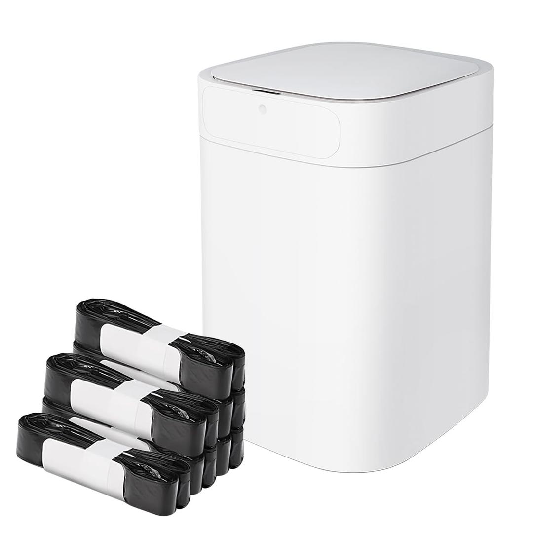 Automatic Trash Can 4.6 Gallon Motion Sensor Touchless Smart Trash Can for Bathroom Bedroom Kitchen Office with 6 Refill Bags (White)