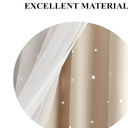 Stars Curtains Blackout Curtains for Bedroom Double Layer Curtains Kids Curtains Cute Curtains Kids Blackout Curtains, Curtains 72 Inches Long 1 Panel, Beige Curtains, 52 X 72 Inches