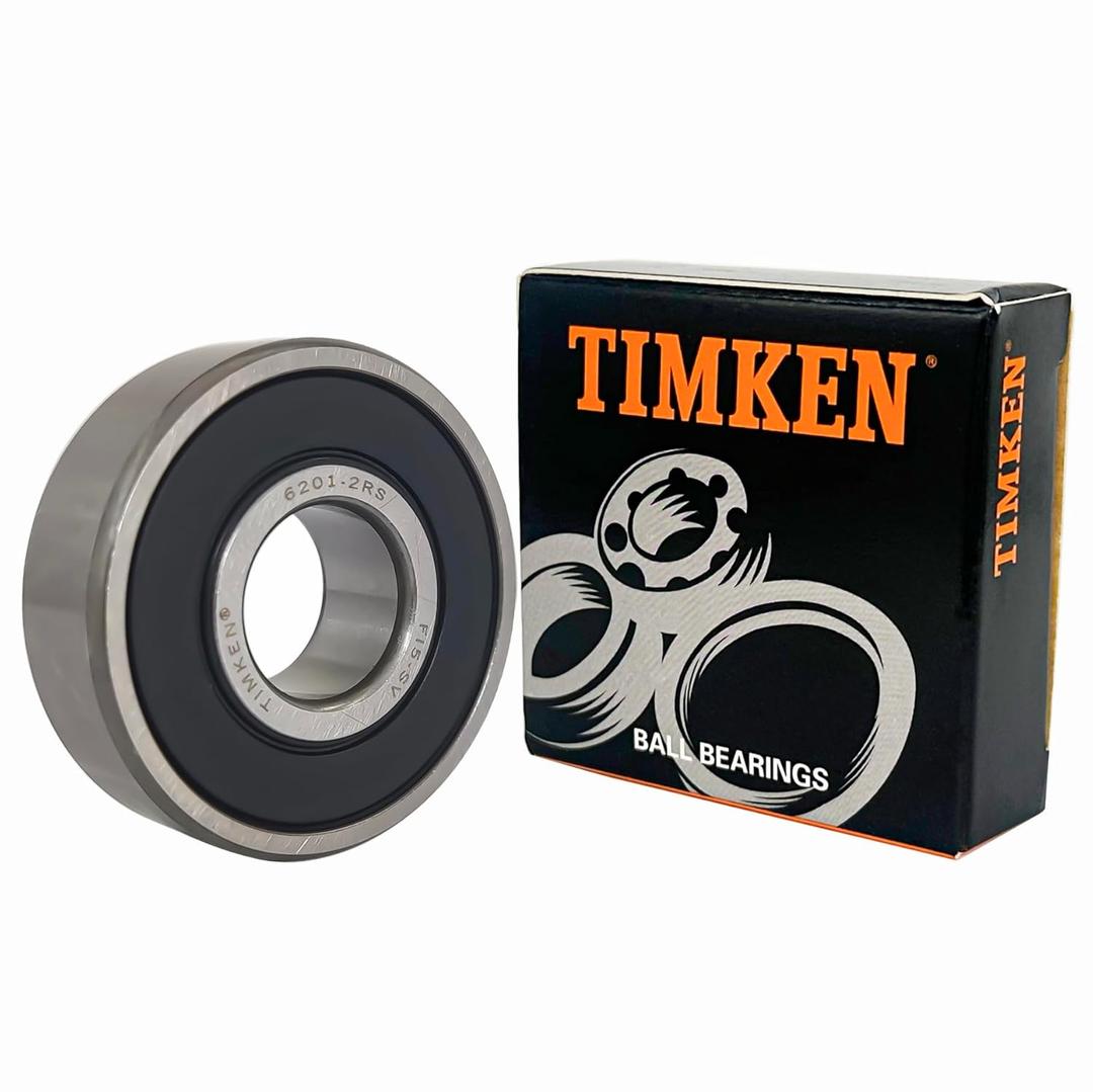 2PACK TIMKEN 6201-2RS Double Rubber Seal Bearings 12x32x10mm, Pre-Lubricated and Stable Performance and Cost Effective, Deep Groove Ball Bearings.
