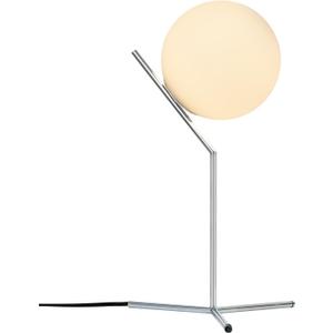 BOKT Modern Chrome Metal Globe Table Lamp Contemporary Milk White Glass Reading Lamp 1-Light E26 Table Standing Lamp Home Decor Glass Ball Iron Lighting Fixture for Bedside Hotel Shop Office Gifts
