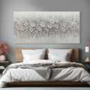 Large Canvas Wall Art for Living Room White Flowers Picture Hand-Painted Oil Painting Framed Artwork Modern Gallery Plant Decor Wall Decorations for Bedroom Bathroom Size 60x30 inch Ready to Hang, 30"x60"