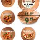Air Fryer Liners (Round), Disposable, Water & Oil-proof, Unbleached, Non-stick, Protective Edge, 100pcs Larg, 9 inches.
