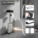 VOLDRA Toilet Paper Holder Stand with Shelf, Free Standing Black Toilet Paper Roll Holder with Wipes Storage Drawer Heavy Duty Floor Bathroom Tissue Holder Freestanding No Drill Tp Holder for 7 Rolls