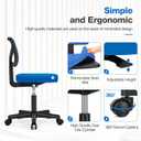 Sweetcrispy Office Chair, Ergonomic Low-Back Mesh Rolling Work Swivel Chairs with Wheels, Armless Comfortable Seat Lumbar Support for Home, Bedroom, Study, Student, Adults,Classic Blue